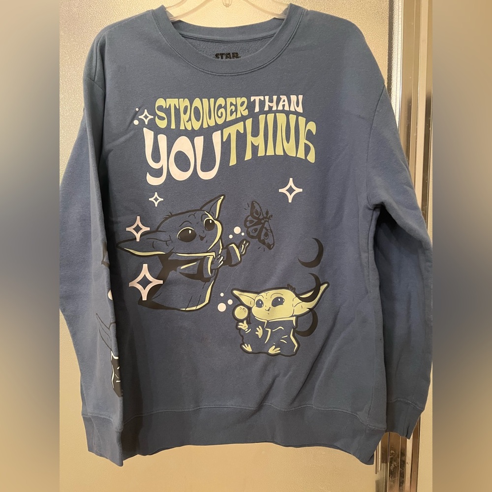 Women’s Star Wars Blue Sweatshirt with Yoda Graphic